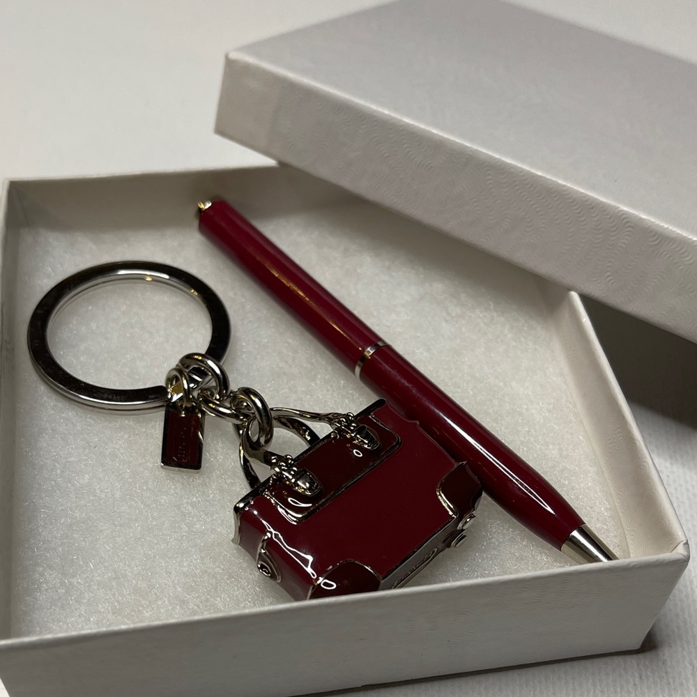 Coach Maroon Bag Keychain and Coach Maroon Pen Set - Picture 6 of 6